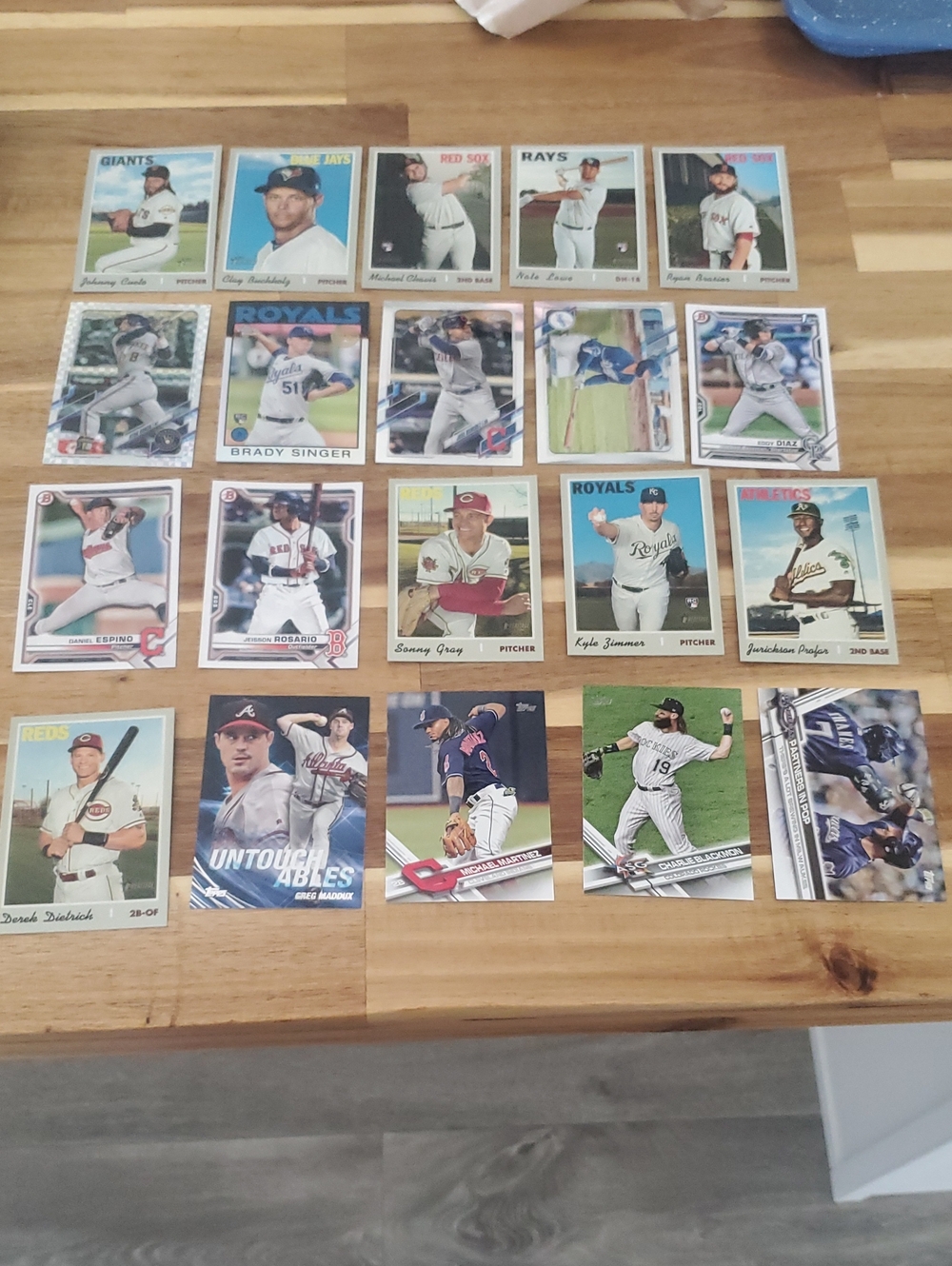 MLB Trading Cards Set with Blue, White, Brown Accents